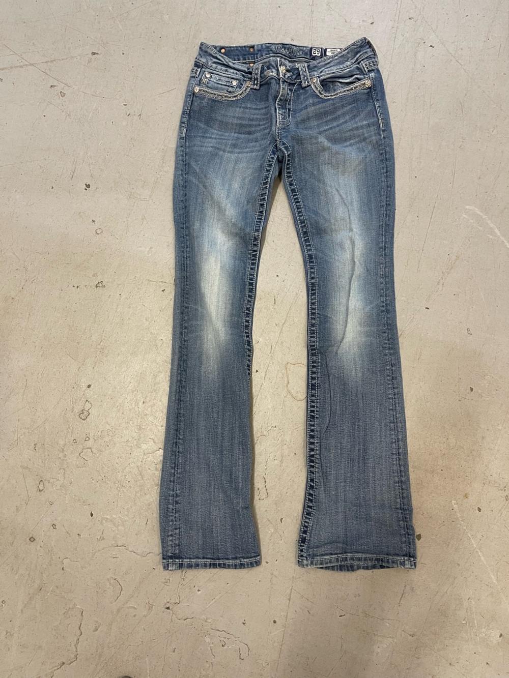 Miss Me Light Blue Washed Slim Straight Jeans